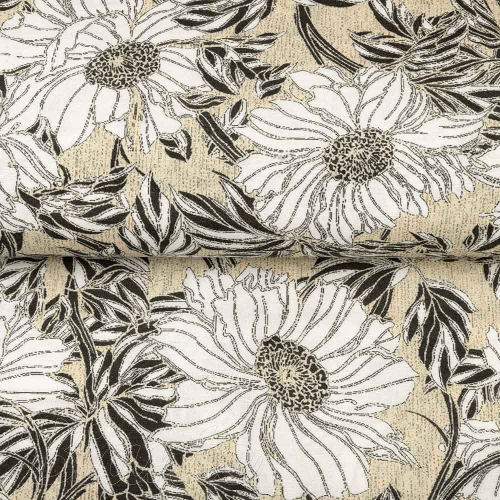 Dekorační látka PML-089 Bílé květy na béžovém - šířka 150 cm - detail 2 - Biante.cz