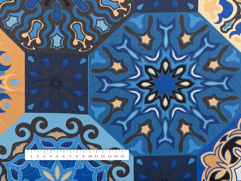 Bavlněná látka/plátno Sandra SA-448 Modro-oranžové marocké dlaždice - šířka 160 cm - detail 3 - Biante.cz Bavlněná látka/plátno Sandra SA-448 Modro-oranžové marocké dlaždice - šířka 160 cm - detail 3 - Biante.cz