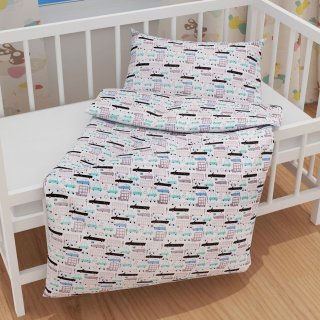 Dětské bavlněné povlečení do postýlky Sandra SA-199 Autíčka a autobusy - detail 1 - Biante.cz