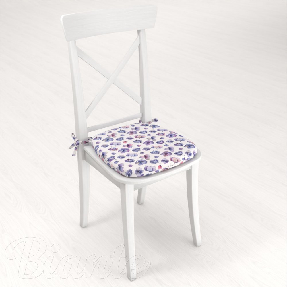 Oblý podsedák Porto PRT-024 Modré okvětní lístky na bílém - 39x37x3 cm - detail 2 - Biante.cz