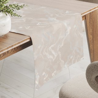 Sametový běhoun na stůl Isabela IBL-018 Zlatý/kouřový mramor na pudrově béžovém - Biante.cz Sametový běhoun na stůl Isabela IBL-018 Zlatý/kouřový mramor na pudrově béžovém - Biante.cz