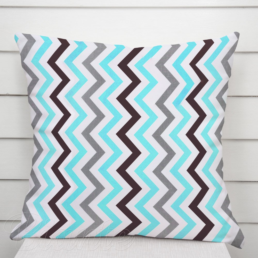 Bavlněný povlak na polštář Sandra SA-380 Modro-šedo-hnědé cik-cak proužky - Biante.cz