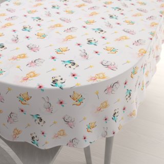 Dětský bavlněný oválný ubrus Sandra SA-671 Zvířátka baletky na bílém - Biante.cz Dětský bavlněný oválný ubrus Sandra SA-671 Zvířátka baletky na bílém - Biante.cz