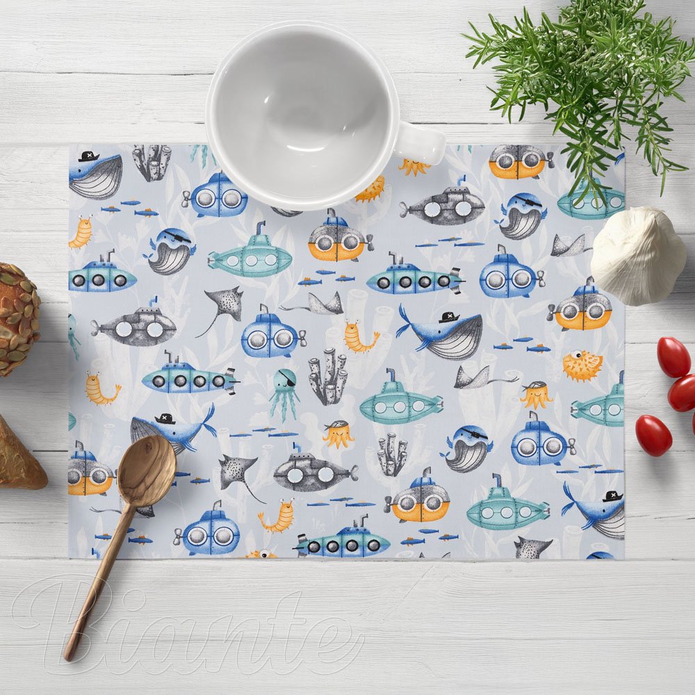 Dětské bavlněné prostírání na stůl Sandra SA-673 Podmořský svět modrý - Biante.cz
