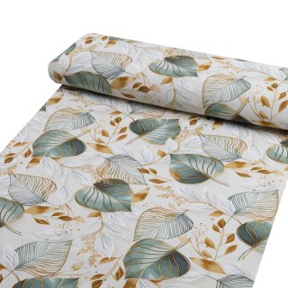 Dekorační látka Leona LN-174 Zelené listy na režném - šířka 140 cm a 280 cm - detail 1 - Biante.cz Dekorační látka Leona LN-174 Zelené listy na režném - šířka 140 cm a 280 cm - detail 1 - Biante.cz