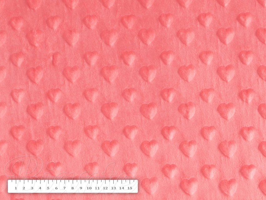 Dětská látka Minky 3D srdíčka MKS-008 Světle korálová - šířka 150 cm - detail 2 - Biante.cz