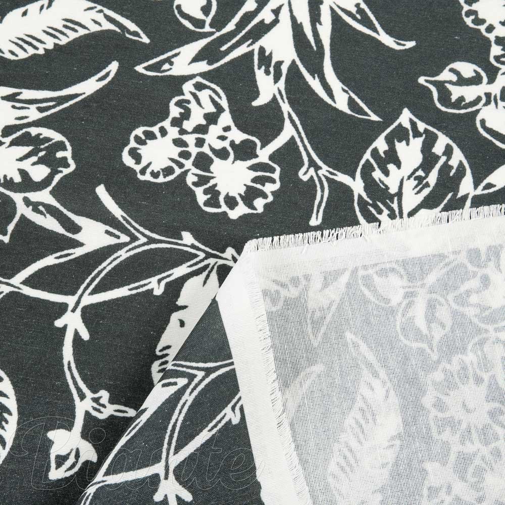 Dekorační látka PML-105 Bílé květiny na černém - šířka 150 cm - detail 4 - Biante.cz