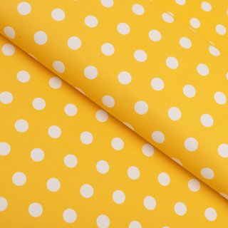 Bavlnená látka/plátno Sandra SA-735 Biele bodky na žltooranžovom - šírka 160 cm - Biante.sk