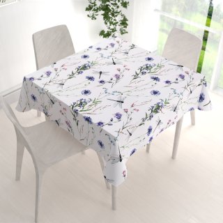 Bavlněný čtvercový ubrus Sandra SA-429 Luční kvítí s vážkami - detail 1 - Biante.cz