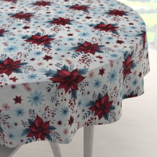 Saténový kulatý ubrus LUP-506 Vánoční hvězdy na ledově modrém - Biante.cz Saténový kulatý ubrus LUP-506 Vánoční hvězdy na ledově modrém - Biante.cz