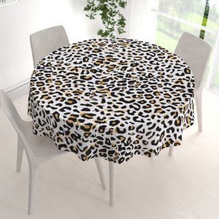 Bavlněný kulatý ubrus Sandra SA-409 Leopardí vzor na bílém - detail 1 - Biante.cz Bavlněný kulatý ubrus Sandra SA-409 Leopardí vzor na bílém - detail 1 - Biante.cz