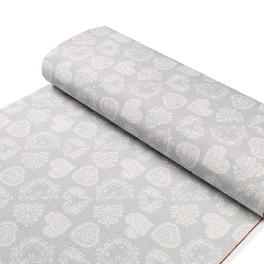 Dekorační látka PML-071 Srdce s ornamenty na šedém - šířka 150 cm - detail 1 - Biante.cz