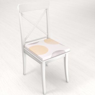 Zamatový štvorcový podsedák Tamara TMR-023 Žlté a sivé designové kruhy na smotanovom - 38x38x3 cm - detail 1 - Biante.sk