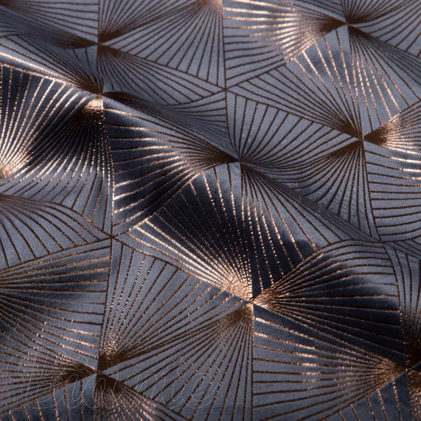 Sametová látka Isabela IBL-003 Rose Gold trojúhelníky na šedém - šířka 280 cm - detail 2 - Biante.cz