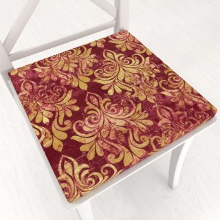 Sametový čtvercový podsedák Tamara TMR-053 Zámecký vzor na vínově červeném - 38x38x3 cm - Biante.cz