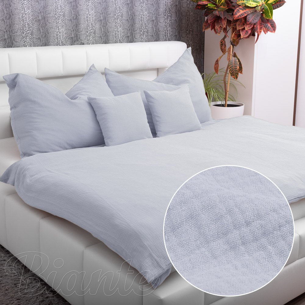 Mušelínové ložní povlečení Nature MSN-027 Světle modrošedé - Biante.cz