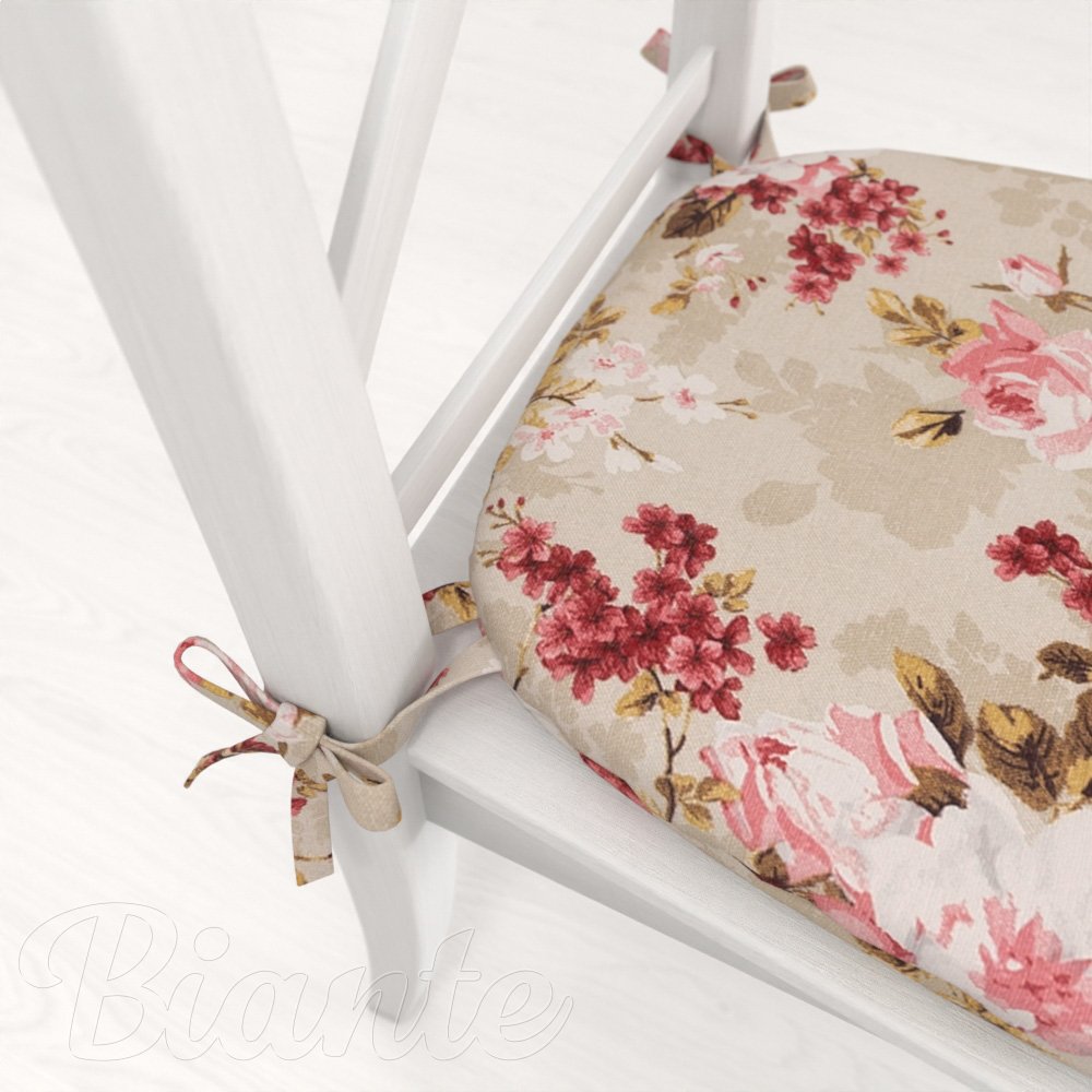 Oblý podsedák Leona LN-167 Plané růže na béžovém - 39x37x3 cm - detail 1 - Biante.cz