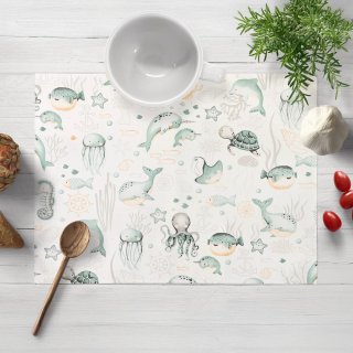 Detské bavlnené prestieranie na stôl Sandra SA-688 Morský svet zelený na bielom - Biante.sk Detské bavlnené prestieranie na stôl Sandra SA-688 Morský svet zelený na bielom - Biante.sk