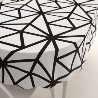 Bavlněný oválný ubrus Sandra SA-577 Černé geometrické vzory na bílém - Biante.cz Bavlněný oválný ubrus Sandra SA-577 Černé geometrické vzory na bílém - Biante.cz