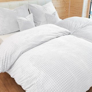 Hrejivé posteľné obliečky Minky kocky MKK-007 Biele - detail 1 - Biante.sk