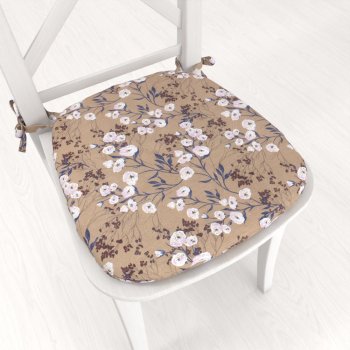 Oblý podsedák PML-036 Pnoucí květiny na hnědém - 39x37x3 cm - Biante.cz Oblý podsedák PML-036 Pnoucí květiny na hnědém - 39x37x3 cm - Biante.cz