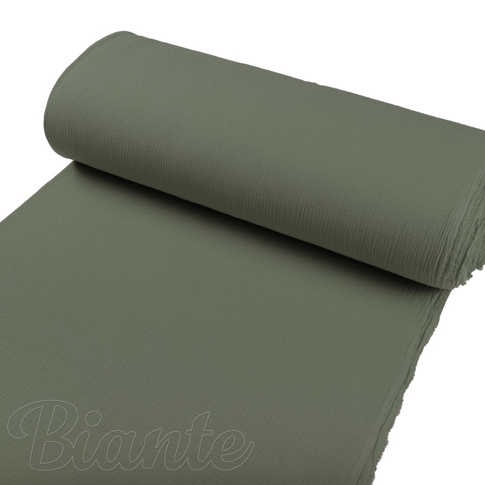 Mušelín dvojitá gázovina MSN-076 Zelená khaki - metráž šířka 140 cm - detail 2 - Biante.cz