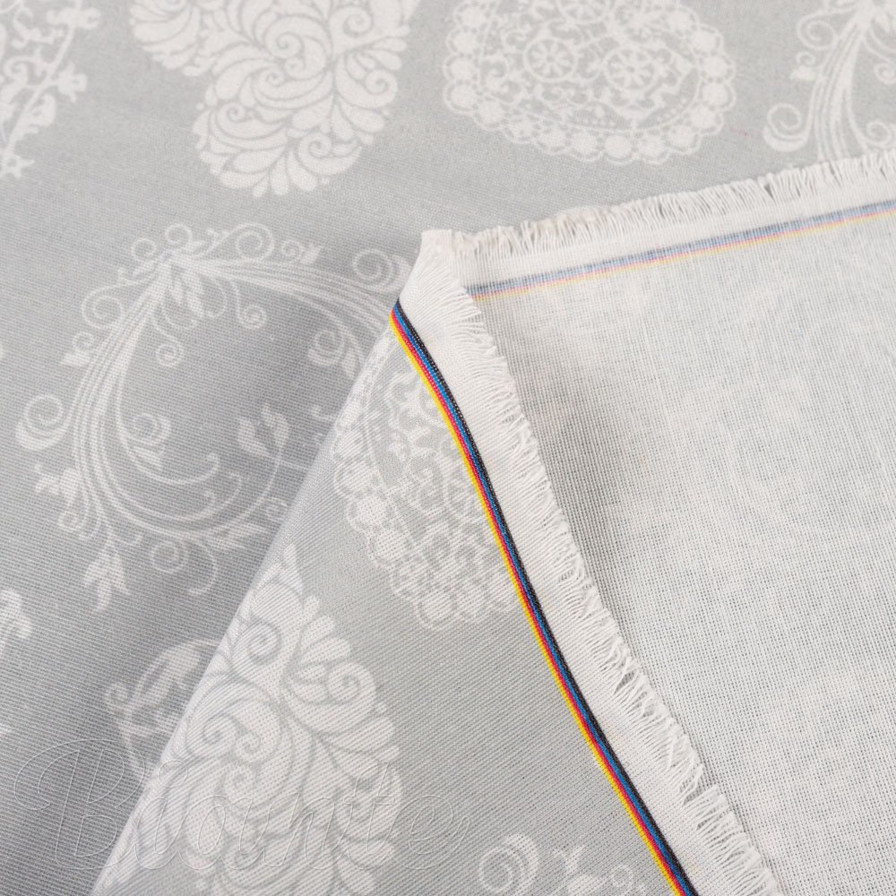 Dekorační látka PML-071 Srdce s ornamenty na šedém - šířka 150 cm - detail 4 - Biante.cz