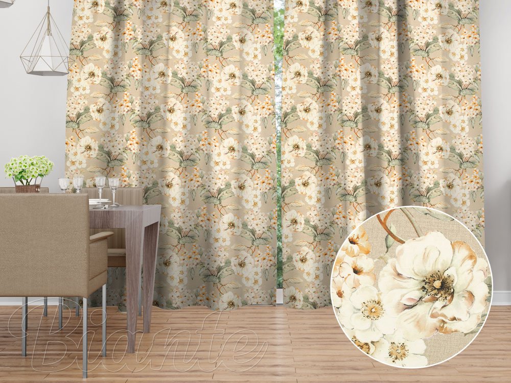 Dekorační závěs PML-106 Malované květy na béžovém - Biante.cz