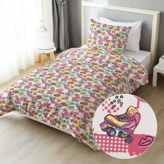 Dětské bavlněné ložní povlečení Sandra SA-604 Růžový retro styl - Biante.cz