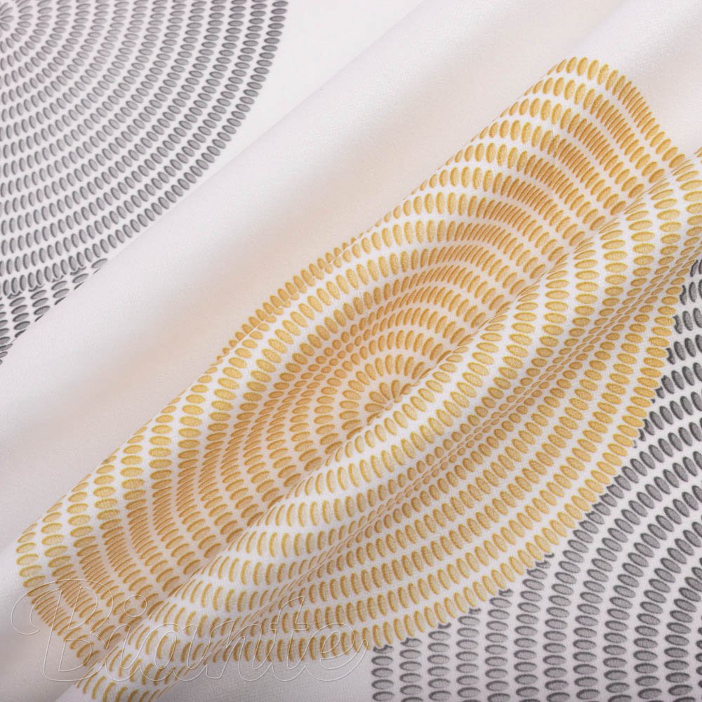 Sametová látka Tamara TMR-023 Žluté a šedé designové kruhy na smetanovém - šířka 150 cm - detail 5 - Biante.cz