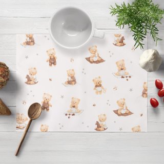Detské bavlnené prestieranie na stôl Sandra SA-732 Medvedie bábätká na bielom - Biante.sk