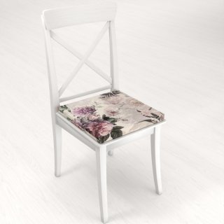 Štvorcový podsedák Parma PM-112 Fialové kvety na smotanovom - 38x38x3 cm - detail 1 - Biante.sk