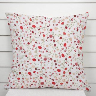 Bavlněný povlak na polštář Sandra SA-719 Červeno-béžové drobné květiny na bílém - Biante.cz