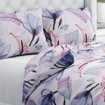 Bavlněné ložní povlečení Sandra SA-333 Velké květy magnolie a kaly - Biante.cz