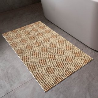 Kúpeľňová penová rohož / predložka PRO-103 Hnedo-béžový pletený vzor - metráž šírka 65 cm - detail 1 - Biante.sk Kúpeľňová penová rohož / predložka PRO-103 Hnedo-béžový pletený vzor - metráž šírka 65 cm - detail 1 - Biante.sk