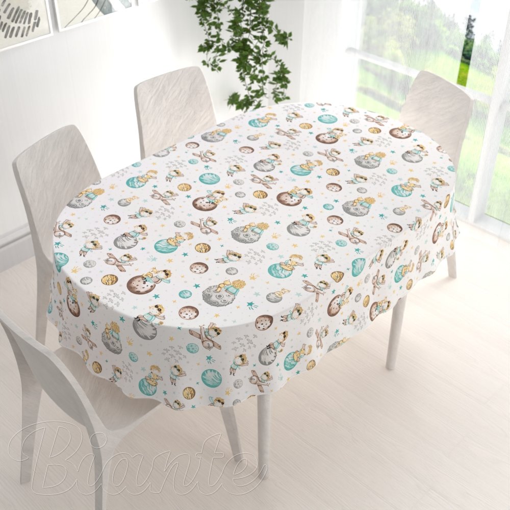 Dětský bavlněný oválný ubrus Sandra SA-561 Malý princ na bílém - detail 1 - Biante.cz