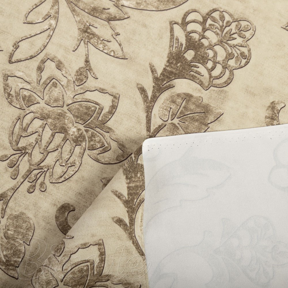 Sametová látka Tamara TMR-056 Hnědé zámecké květy na světle hnědém - šířka 150 cm - detail 6 - Biante.cz