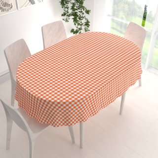 Dekoračný oválny obrus Rebeka RE-005 Oranžovo-biela kocka stredná - detail 1 - Biante.sk