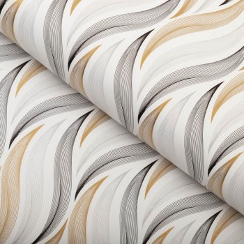 PVC obrus Zlato-strieborné designové vlnky na bielom PV-195 - metráž š. 140 cm - Biante.sk PVC obrus Zlato-strieborné designové vlnky na bielom PV-195 - metráž š. 140 cm - Biante.sk