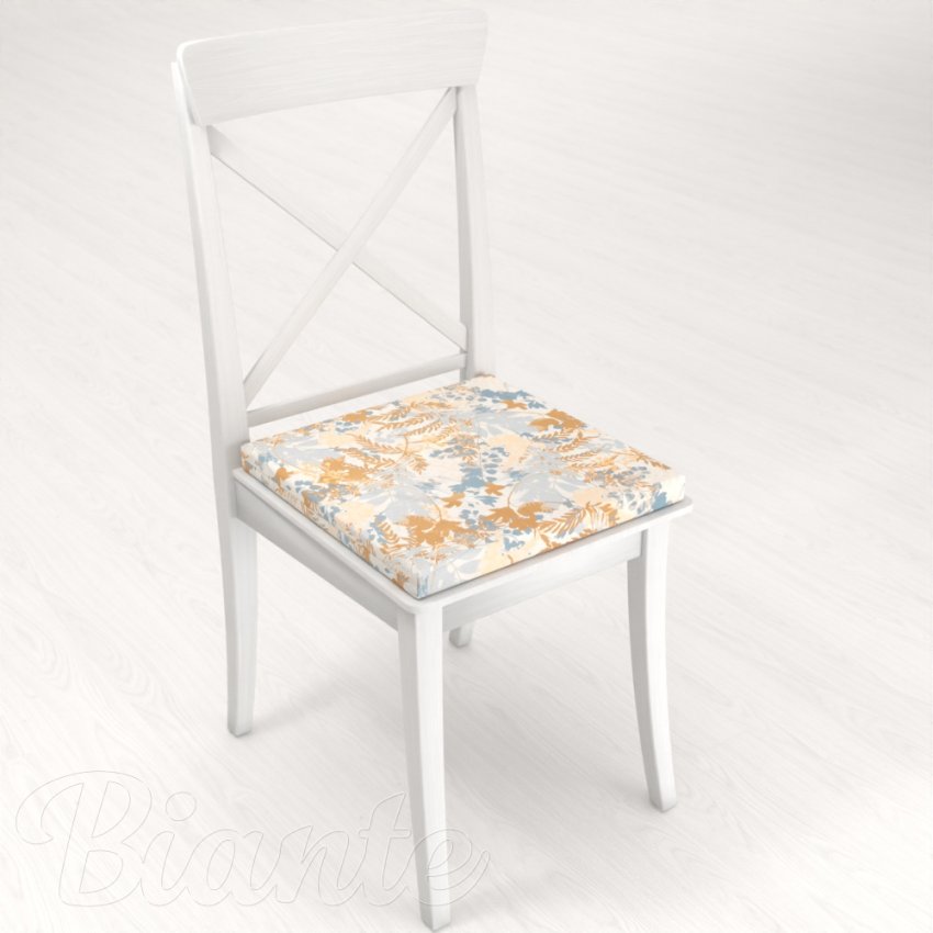 Sametový čtvercový podsedák Tamara TMR-043 Hnědo-modré designové rostliny - 38x38x3 cm - detail 1 - Biante.cz