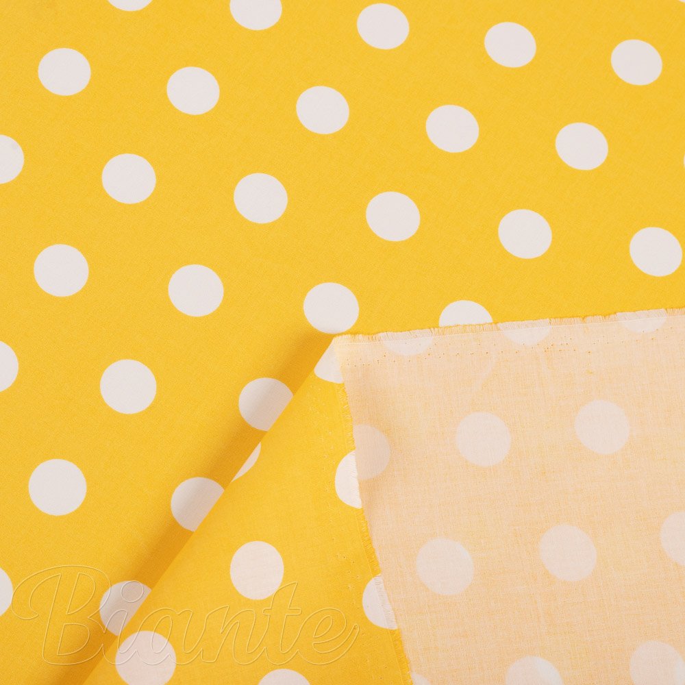 Bavlněná látka/plátno Sandra SA-735 Bílé puntíky na žlutooranžovém - šířka 160 cm - detail 4 - Biante.cz