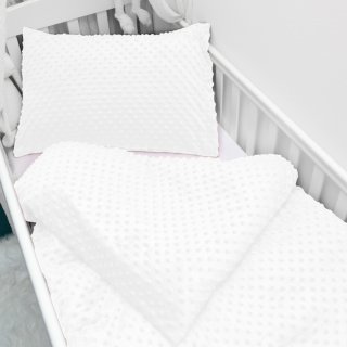 Dětské povlečení do postýlky Minky TOP 3D puntíky MKP-059 Bílé - Biante.cz Dětské povlečení do postýlky Minky TOP 3D puntíky MKP-059 Bílé - Biante.cz