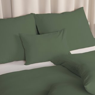 Lněné ložní povlečení LEN-020 Khaki zelené - prodloužené 140x220 cm - detail 1 - Biante.cz
