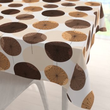 Bavlněný čtvercový ubrus Sandra SA-488 Hnědo-béžové designové pampelišky - Biante.cz