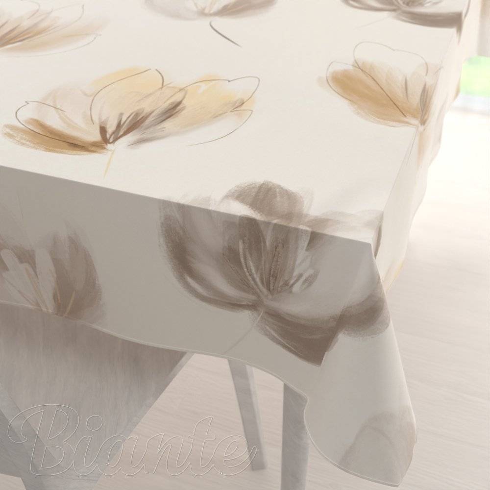 Dekorační obdélníkový ubrus PM-109 Akvarelové tulipány na krémovém - Biante.cz