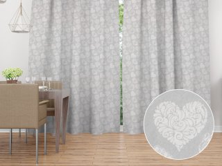 Dekoračný záves PML-071 Srdce s ornamentami na sivom - Biante.sk Dekoračný záves PML-071 Srdce s ornamentami na sivom - Biante.sk