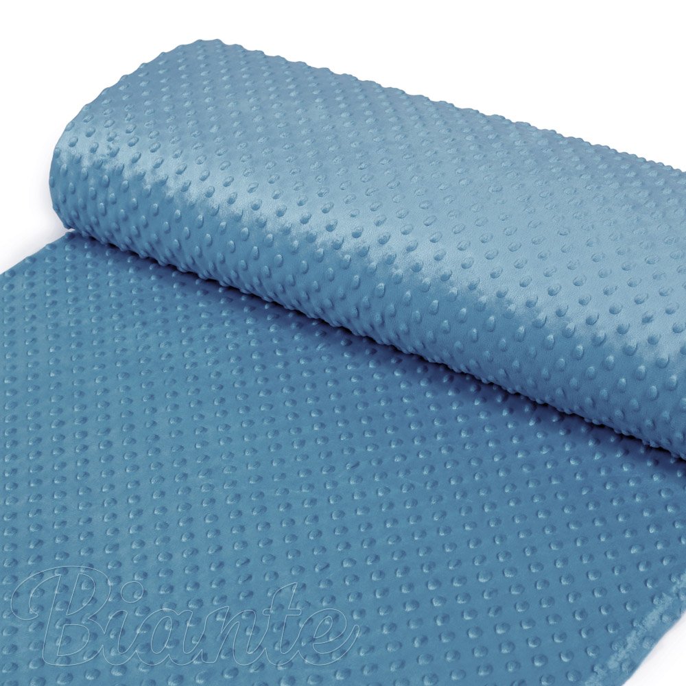 Dětská látka Minky 3D puntíky MKP-044 Kovově modrá - šířka 150 cm - detail 2 - Biante.cz