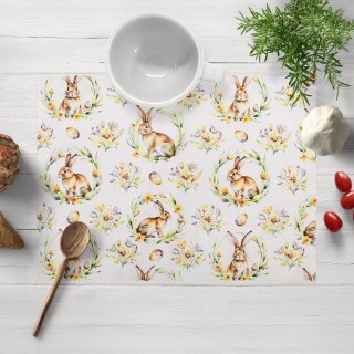 Velikonoční teflonové prostírání na stůl TF-107 Zajíčci na bílém - Biante.cz