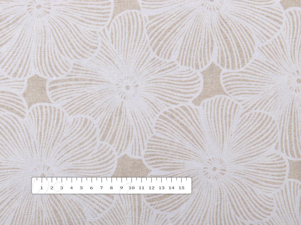 Dekorační látka Leona LN-134 Bílé květy na režném - šířka 140 cm - detail 3 - Biante.cz Dekorační látka Leona LN-134 Bílé květy na režném - šířka 140 cm - detail 3 - Biante.cz