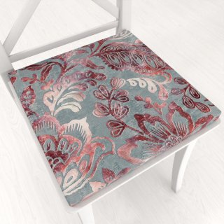 Sametový čtvercový podsedák Tamara TMR-054 Abstraktní vínové květy na šedozeleném - 38x38x3 cm - Biante.cz